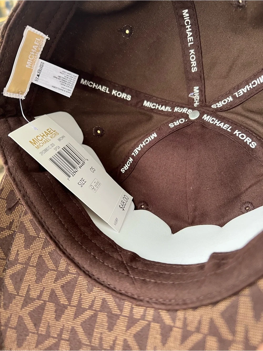 Michael Kors Dark Brown MK Monogram Baseball Cap